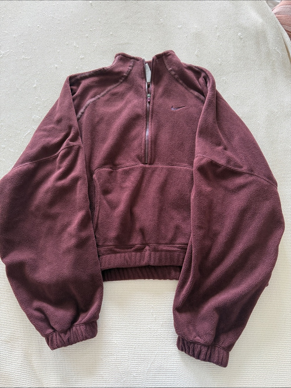 Nike Women's Burgundy Half-Zip Teddy Fleece Jacket